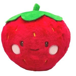 Pink Sky WEIGHTED Strawberry Plush Toy Snug Bud - Red and Green